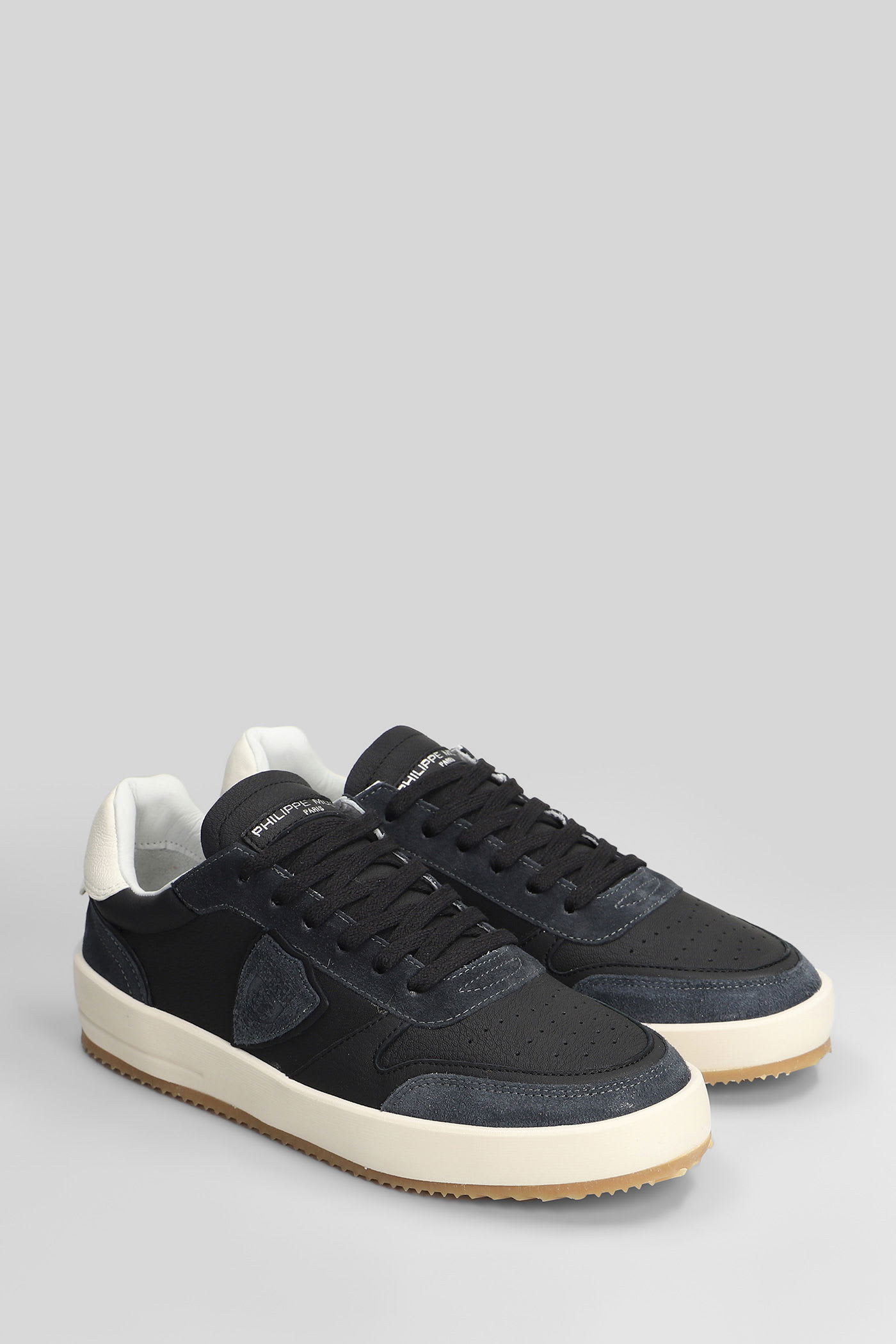 Philippe Model Nice Low Sneakers In Black Suede And Leather In Black