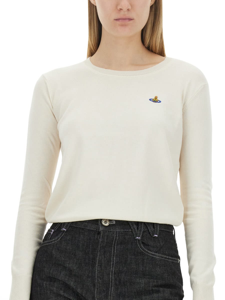 Vivienne Westwood Bea Logo Cotton & Cashmere Sweater In Ivory