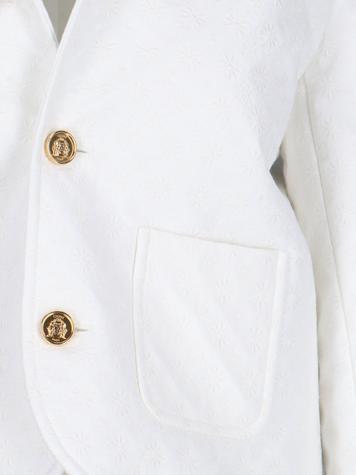 Celine Long-sleeved Leather Jacket In White