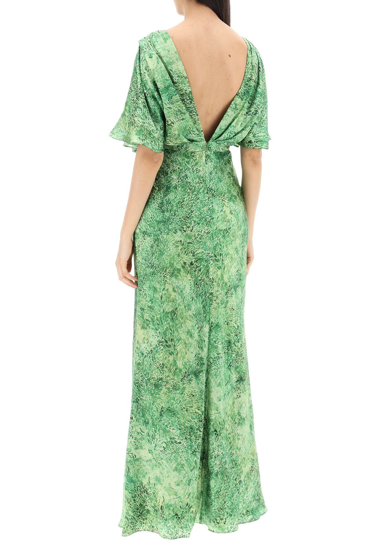 Shop Saloni Winona Silk Maxi Dress In Thistledown Verte (green)