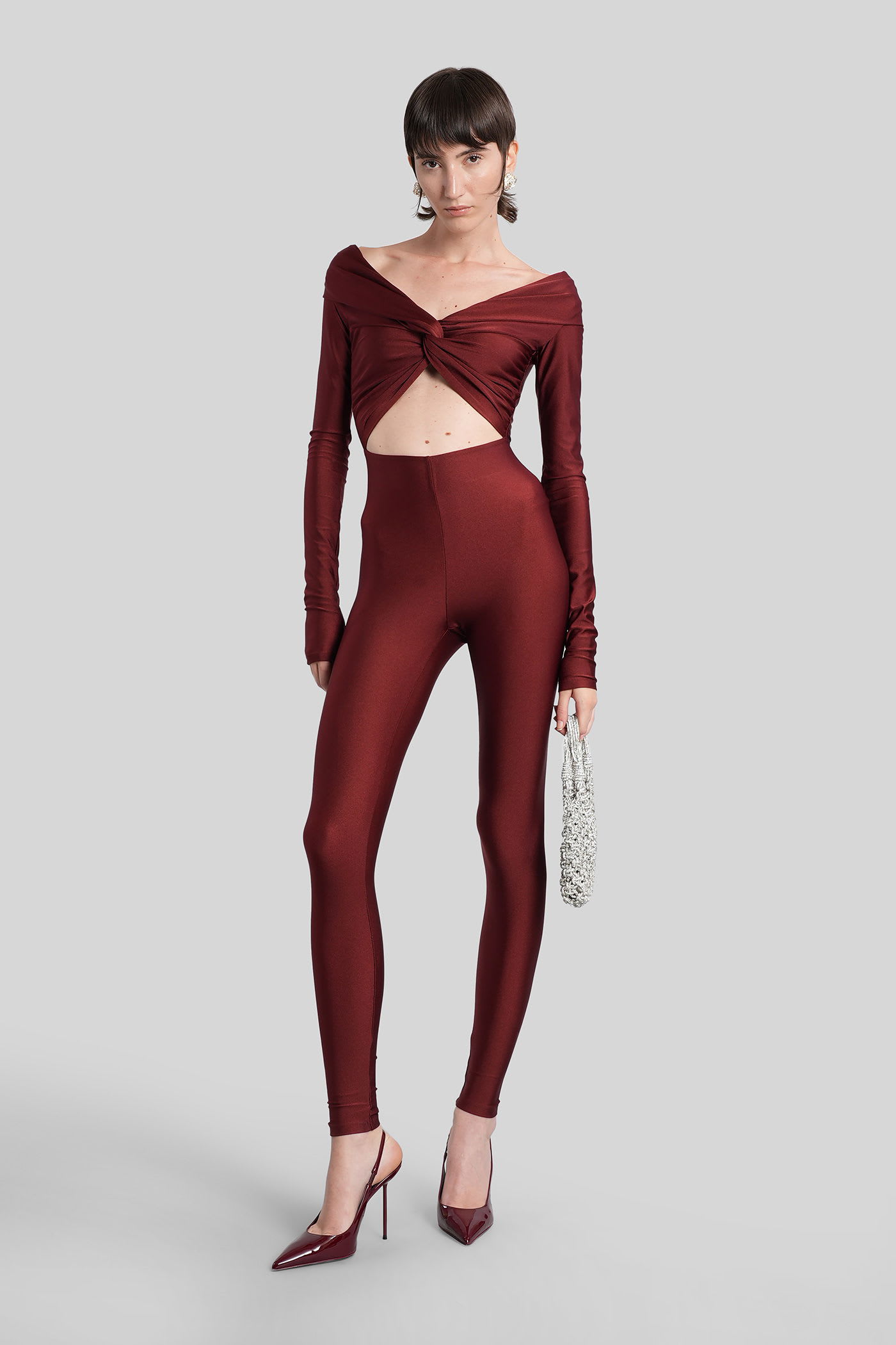 The Andamane Kendall Jumpsuit In Bordeaux Polyamide In Burgundy