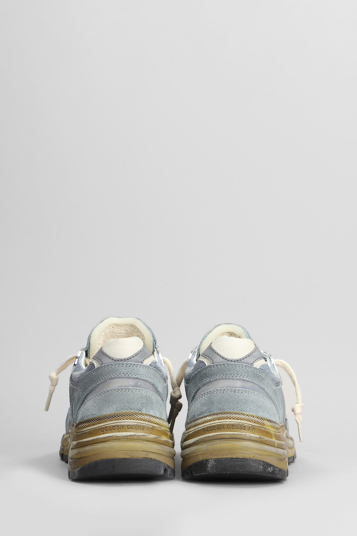 Shop Golden Goose Running Sneakers In Cyan Suede And Fabric