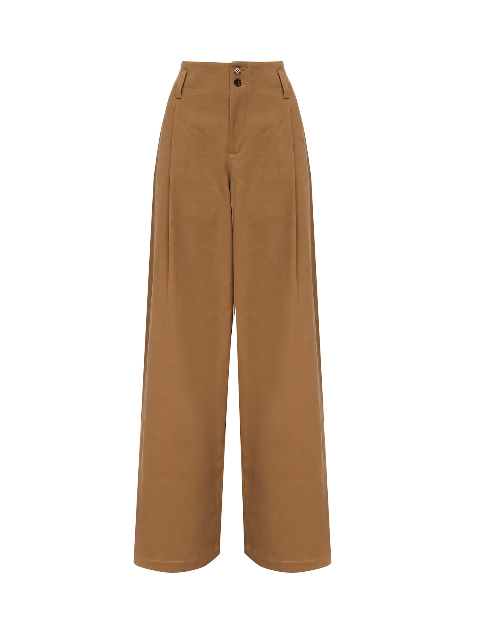 Chloé High-rise And Wide-leg Cotton Canvas Trousers Clothing In Brown