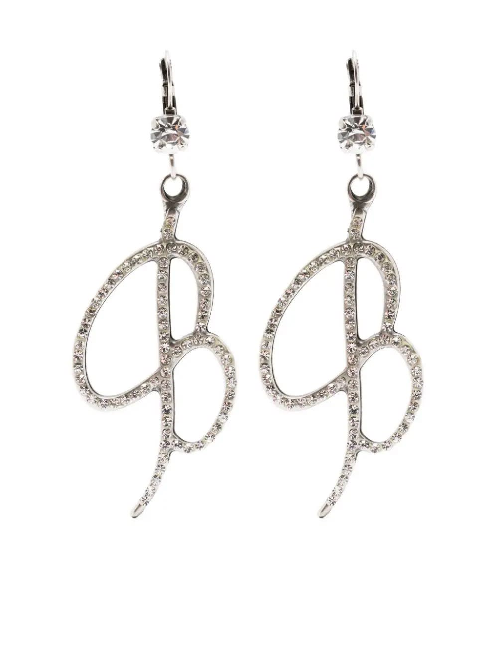 Shop Blumarine B Earrings With Crystals In Nikel