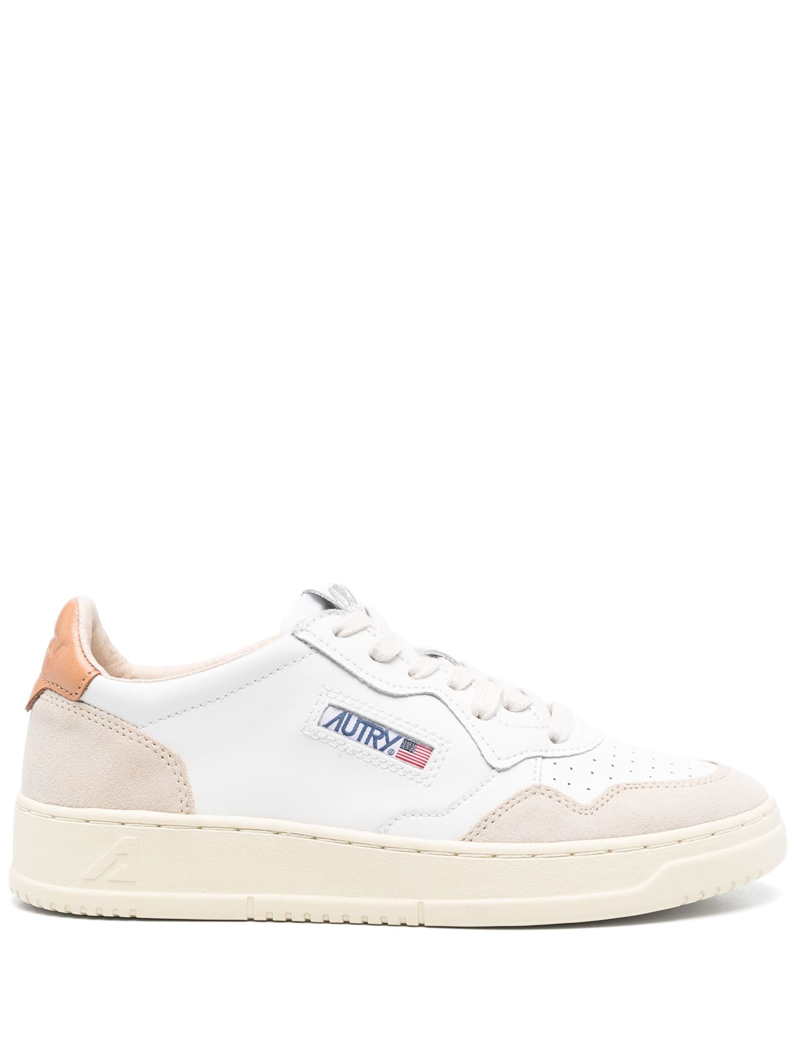 Medalist Low Sneakers In White And Sandstorm Suede And Leather