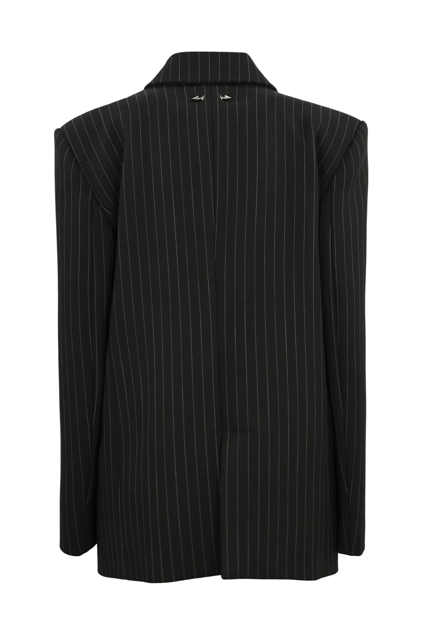 Shop Patrizia Pepe Pinstripe Flannel Peacoat In Black Stripes