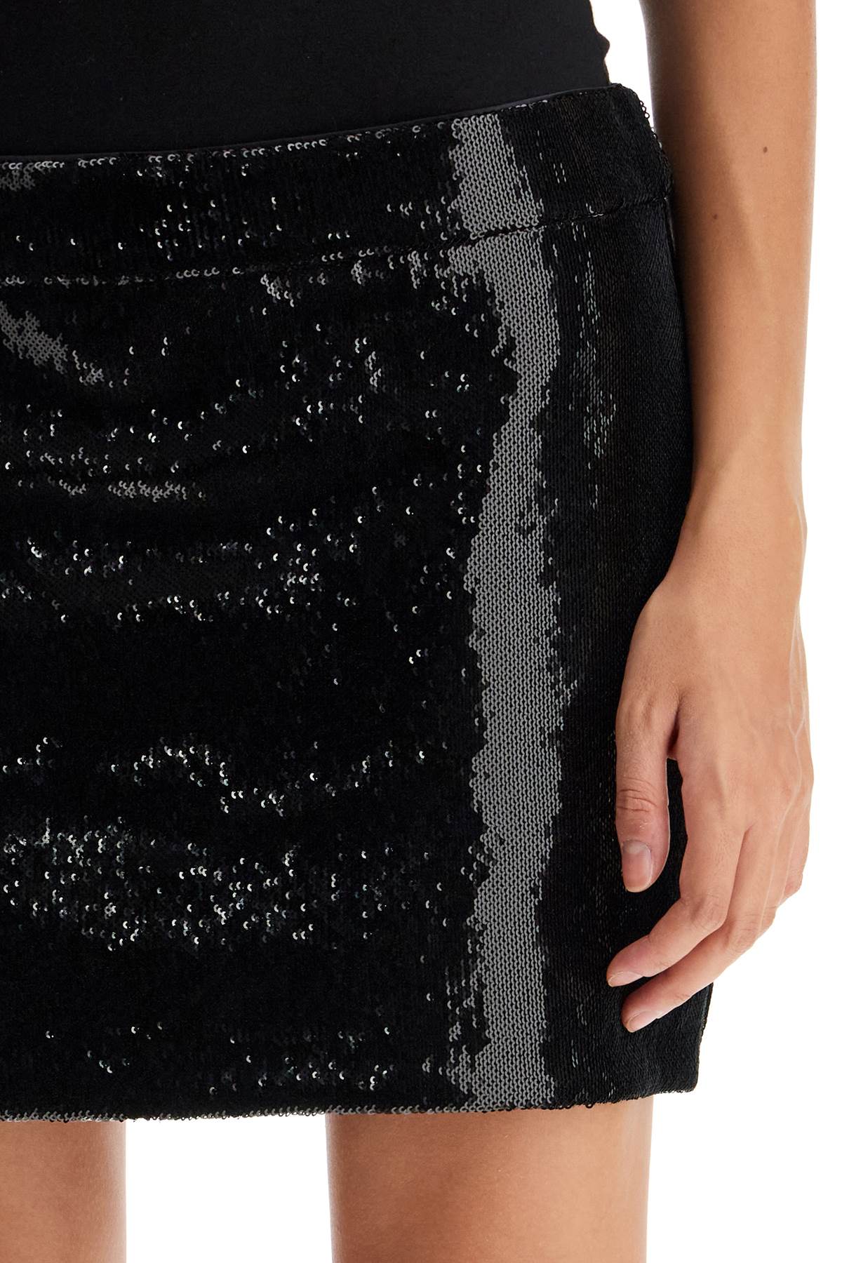 Shop Dolce & Gabbana Sequin Mini Skirt In Nero (black)