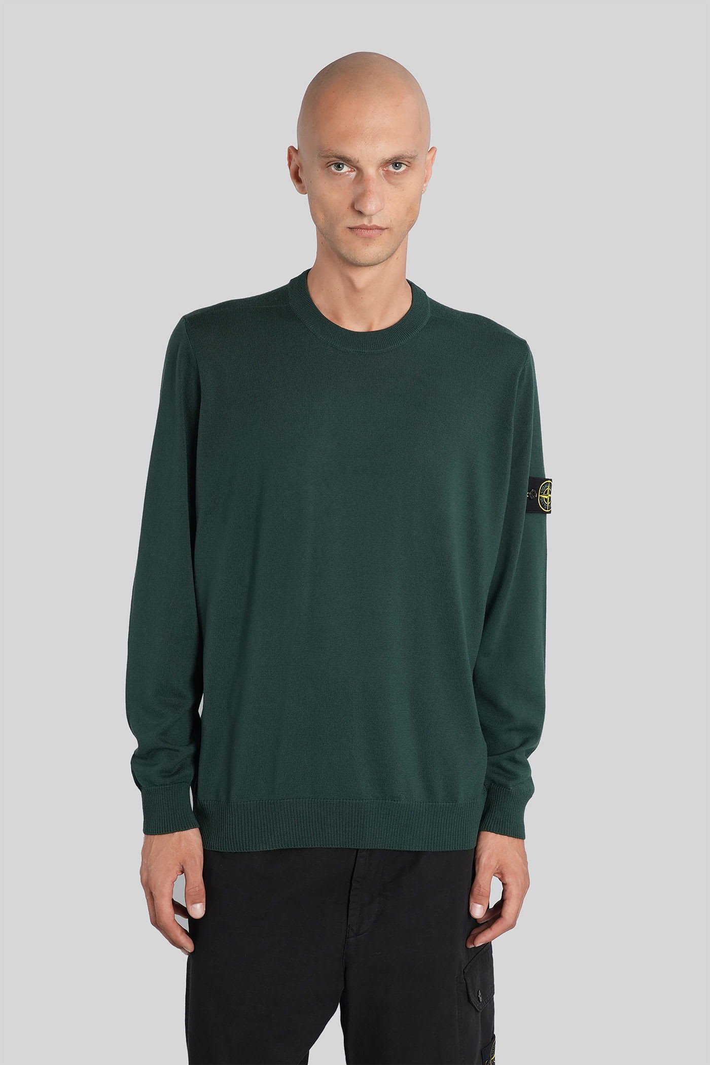 Stone Island Military Green Wool Blend Sweater In Green