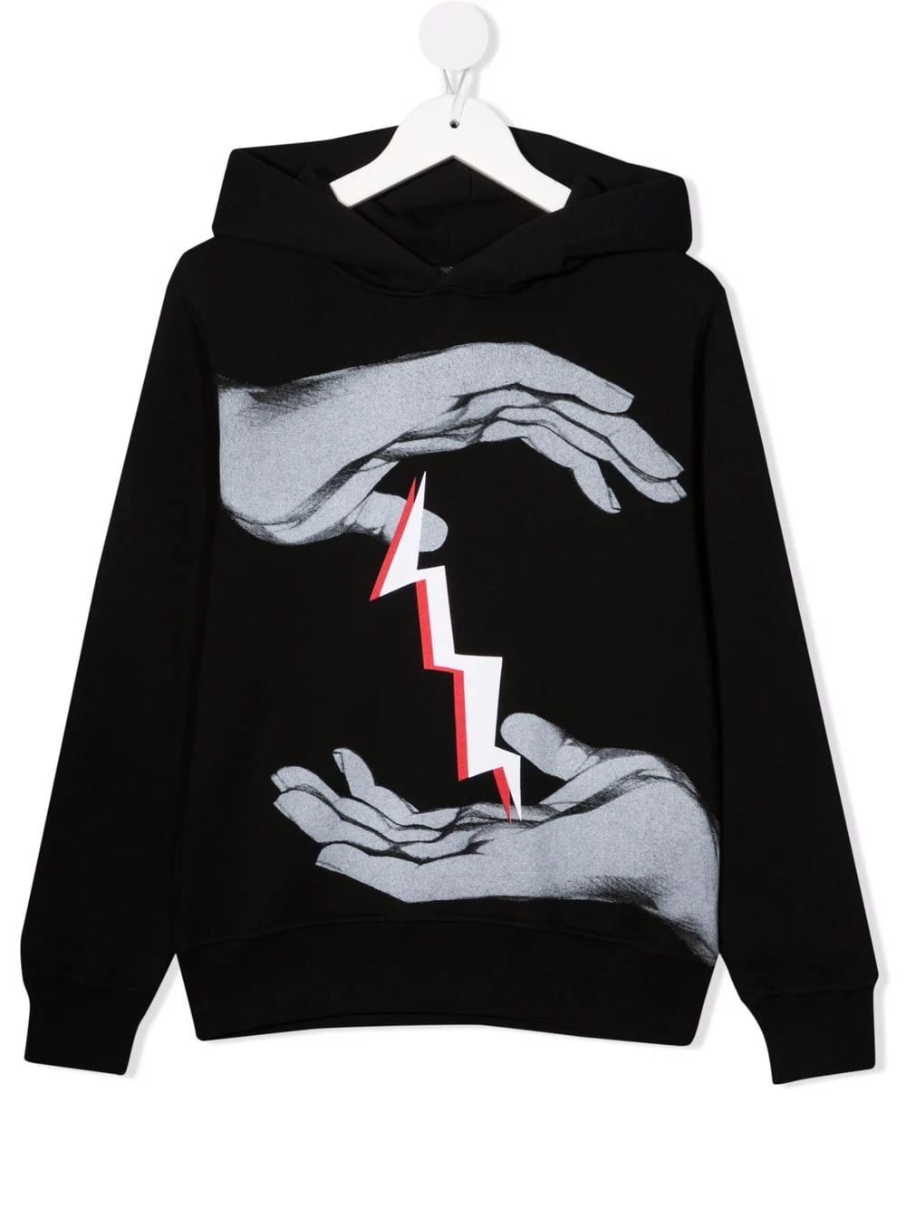 Neil Barrett Kids Black Hoodie With Front Graphic Print