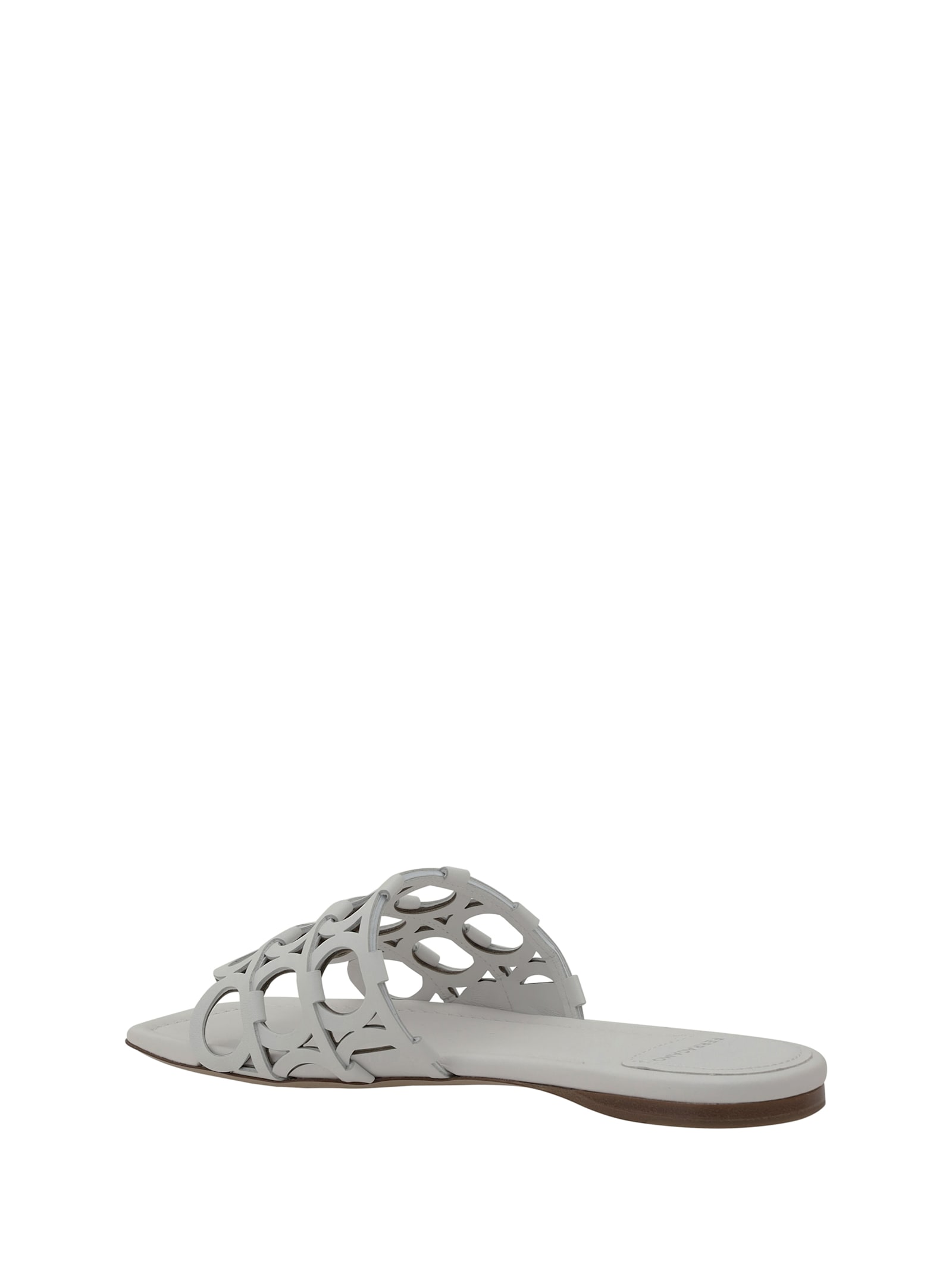Ferragamo Gancini Pattern Sandals In White