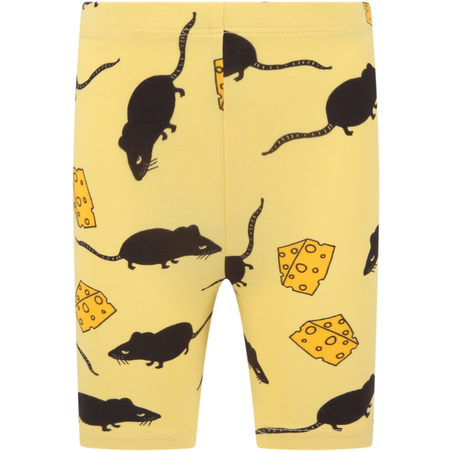 Mini Rodini Yellow Biker-shorts For Kids With Mouse Print