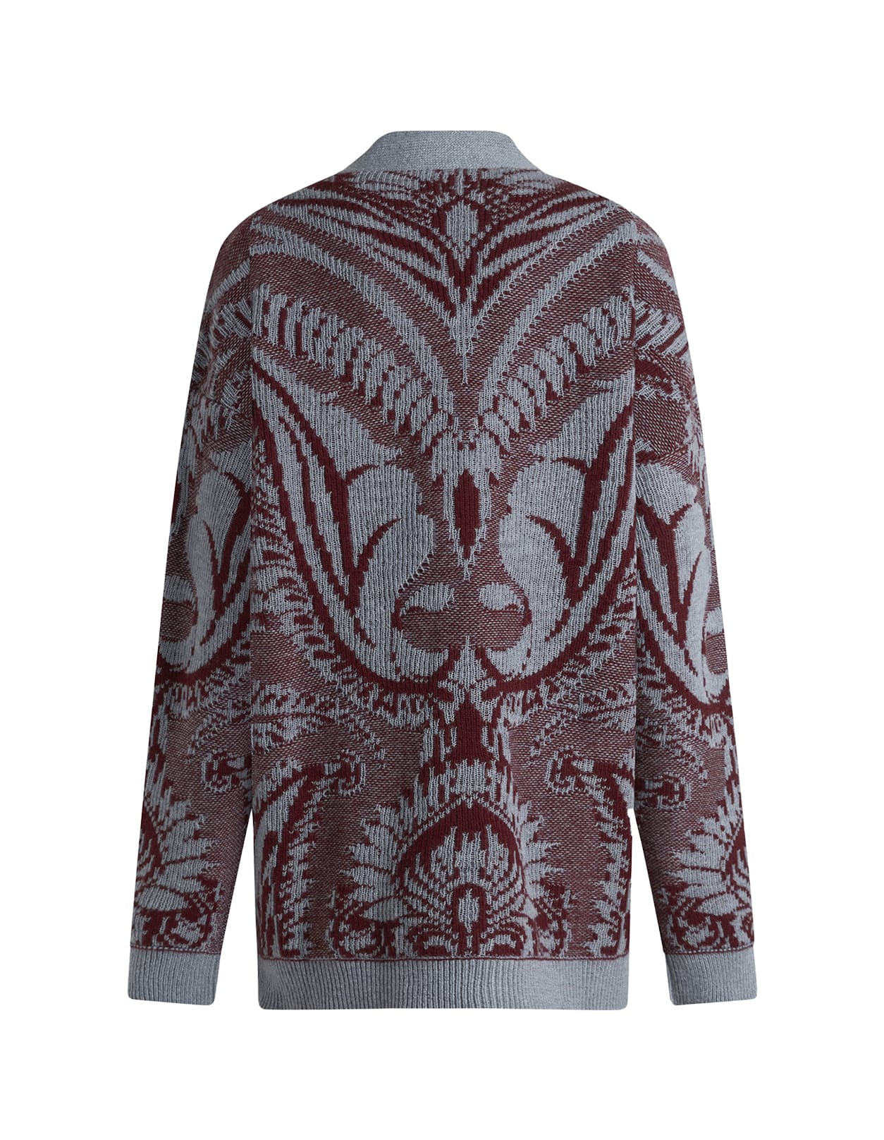 Shop Etro Navy Blue Oversized Cardigan With Paisley Pattern