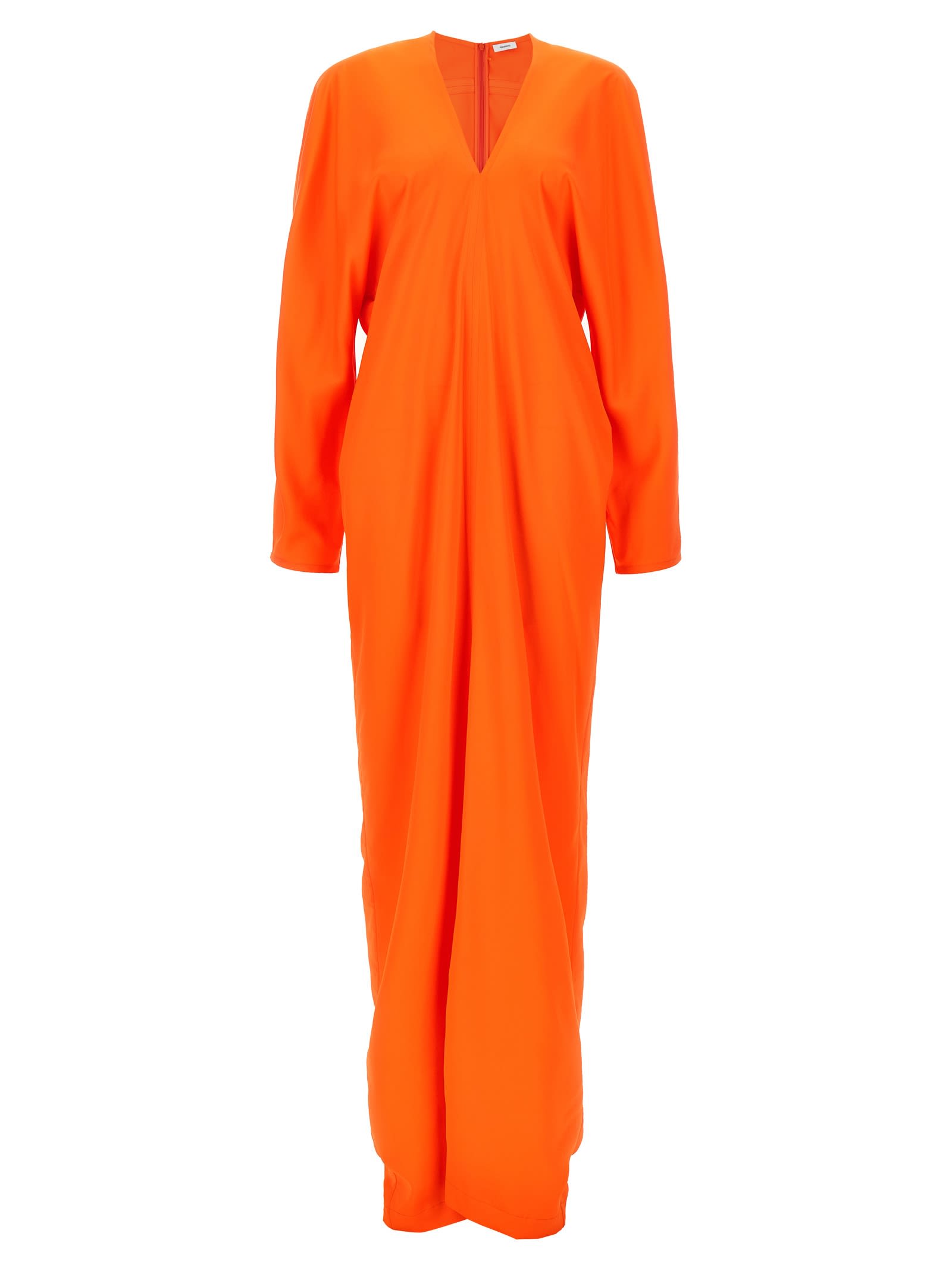 Shop Ferragamo Kimono Long Sleeve Dress In Orange