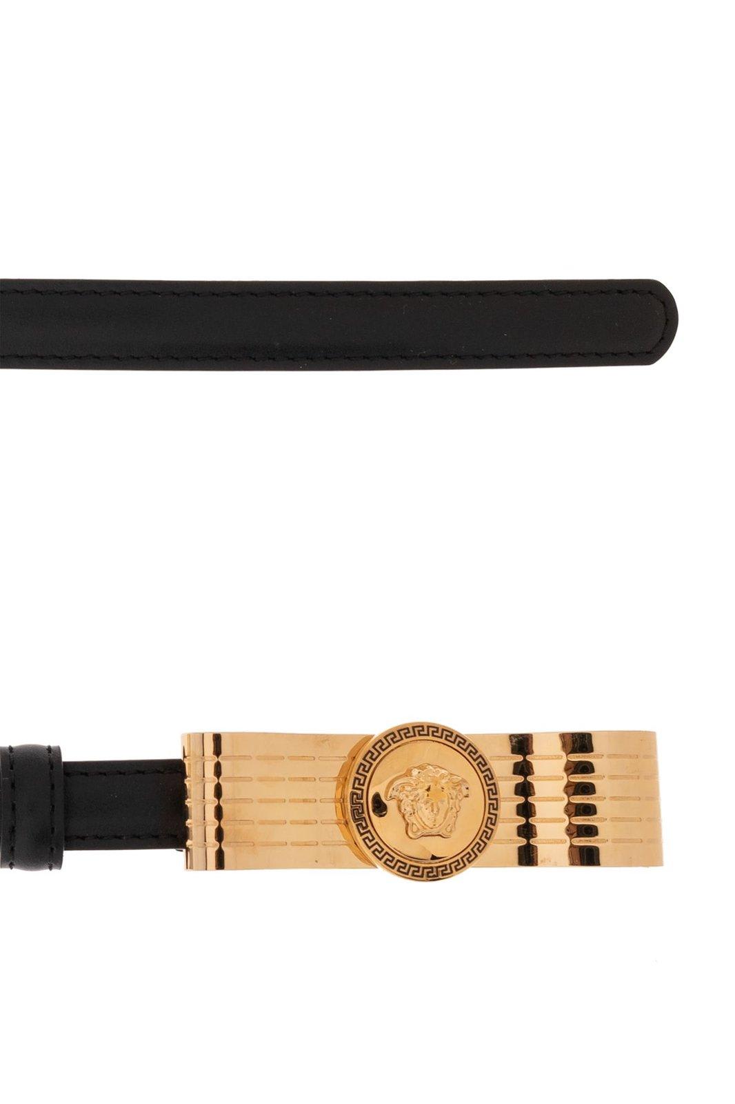 Versace Medusa Logo-plaque Belt In Black