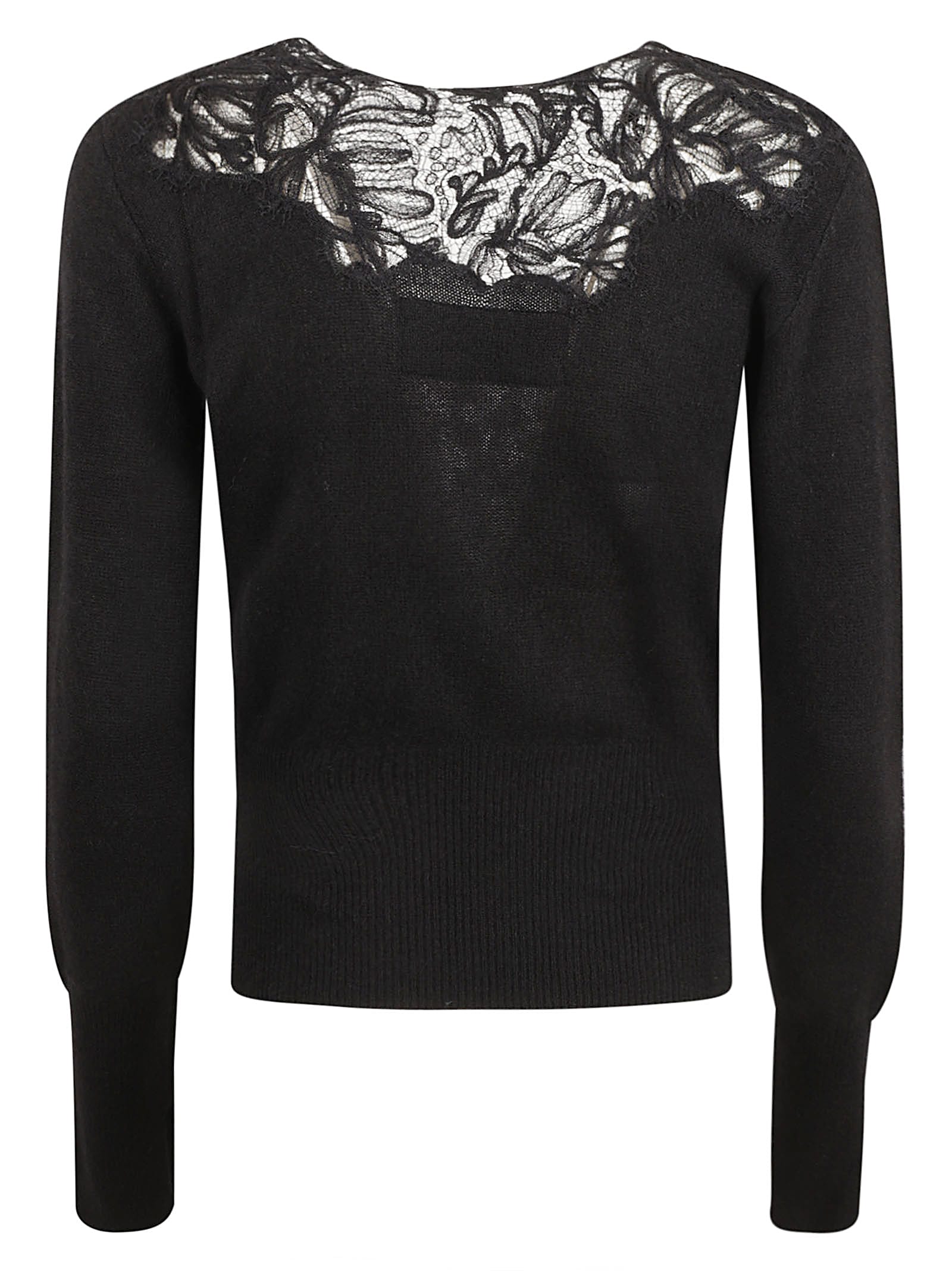 Shop Ermanno Scervino Laced V-neck Sweater In Black