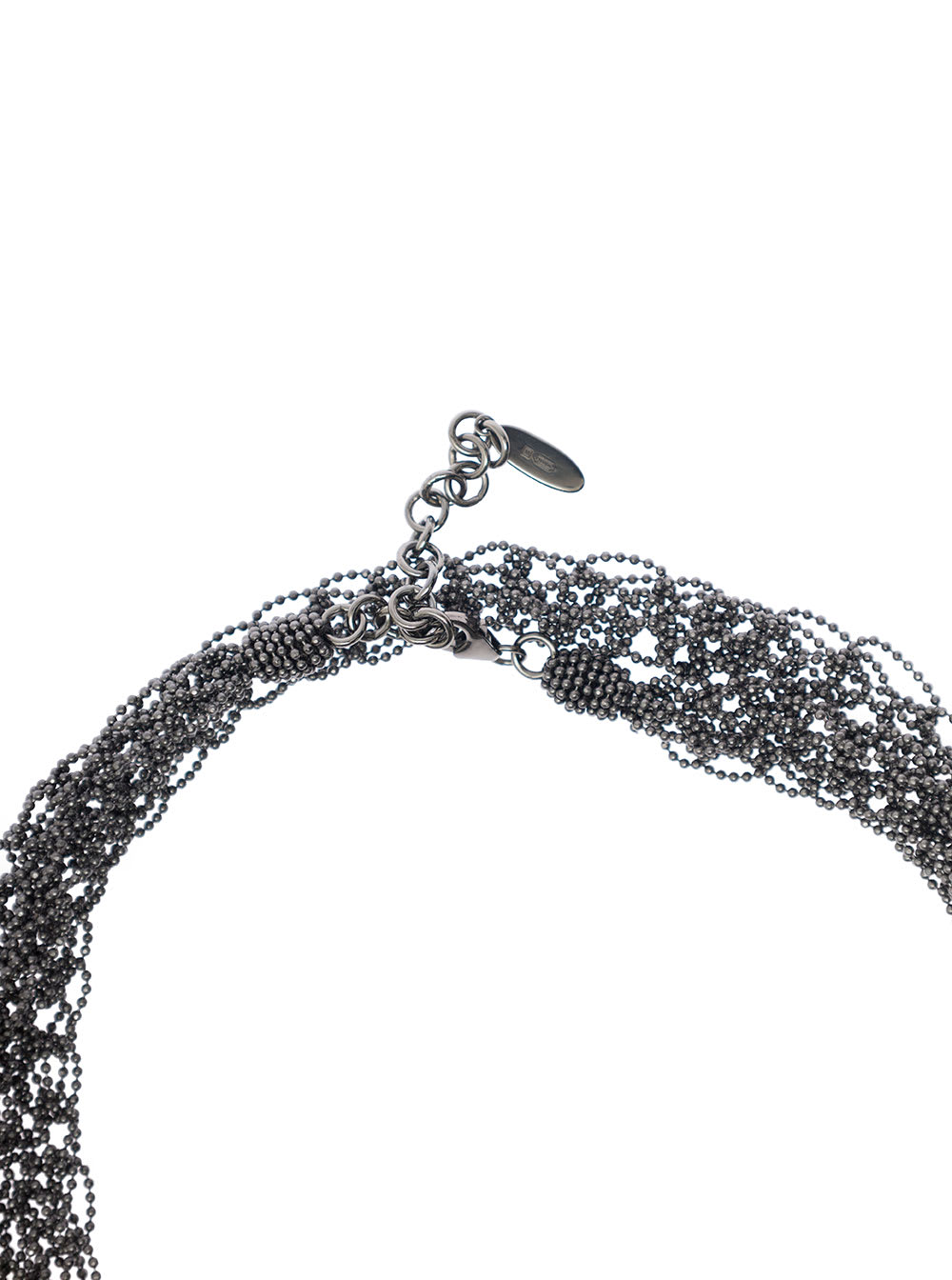 Shop Brunello Cucinelli Precious Loops Grey Necklace In Brass Woman In Metallic