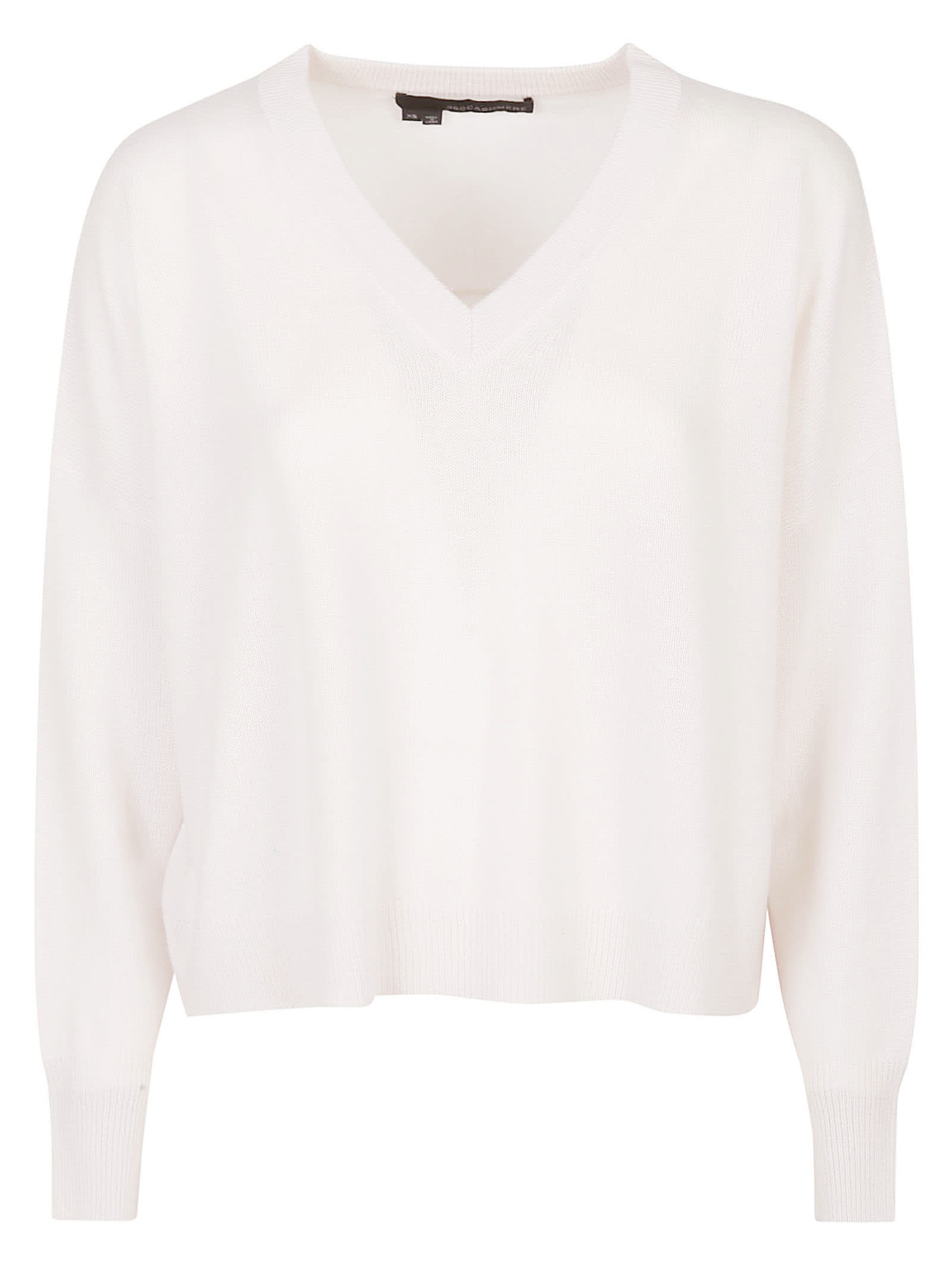 Shop 360cashmere Camille High Low Boxy V Neck Sweater In Alabaster
