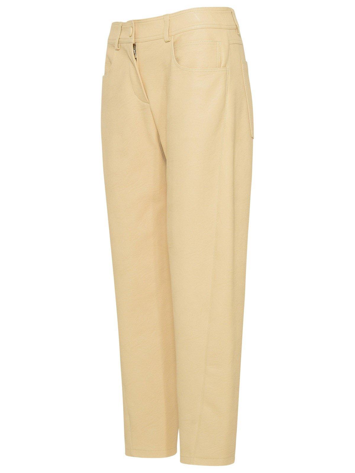Shop Stella Mccartney Contrast Stitched Cropped Trousers In Beige