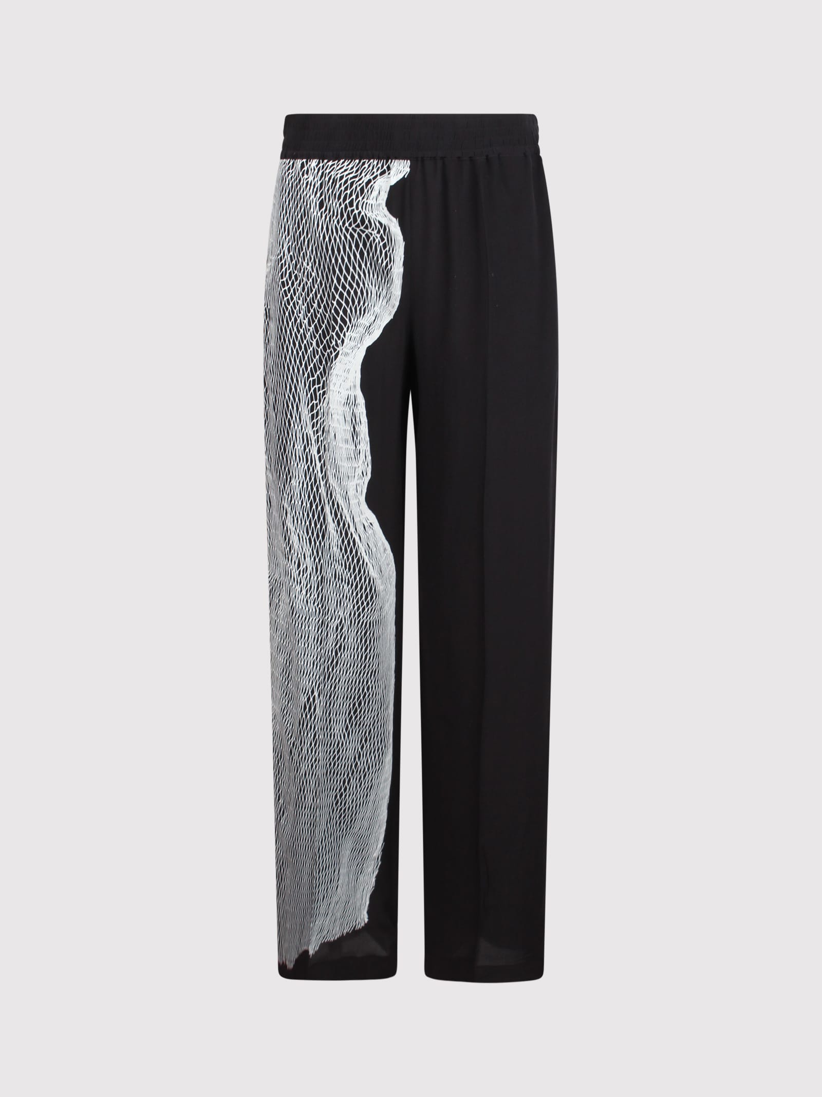 Shop Victoria Beckham Wide-leg Trousers With Graphic Mesh Print