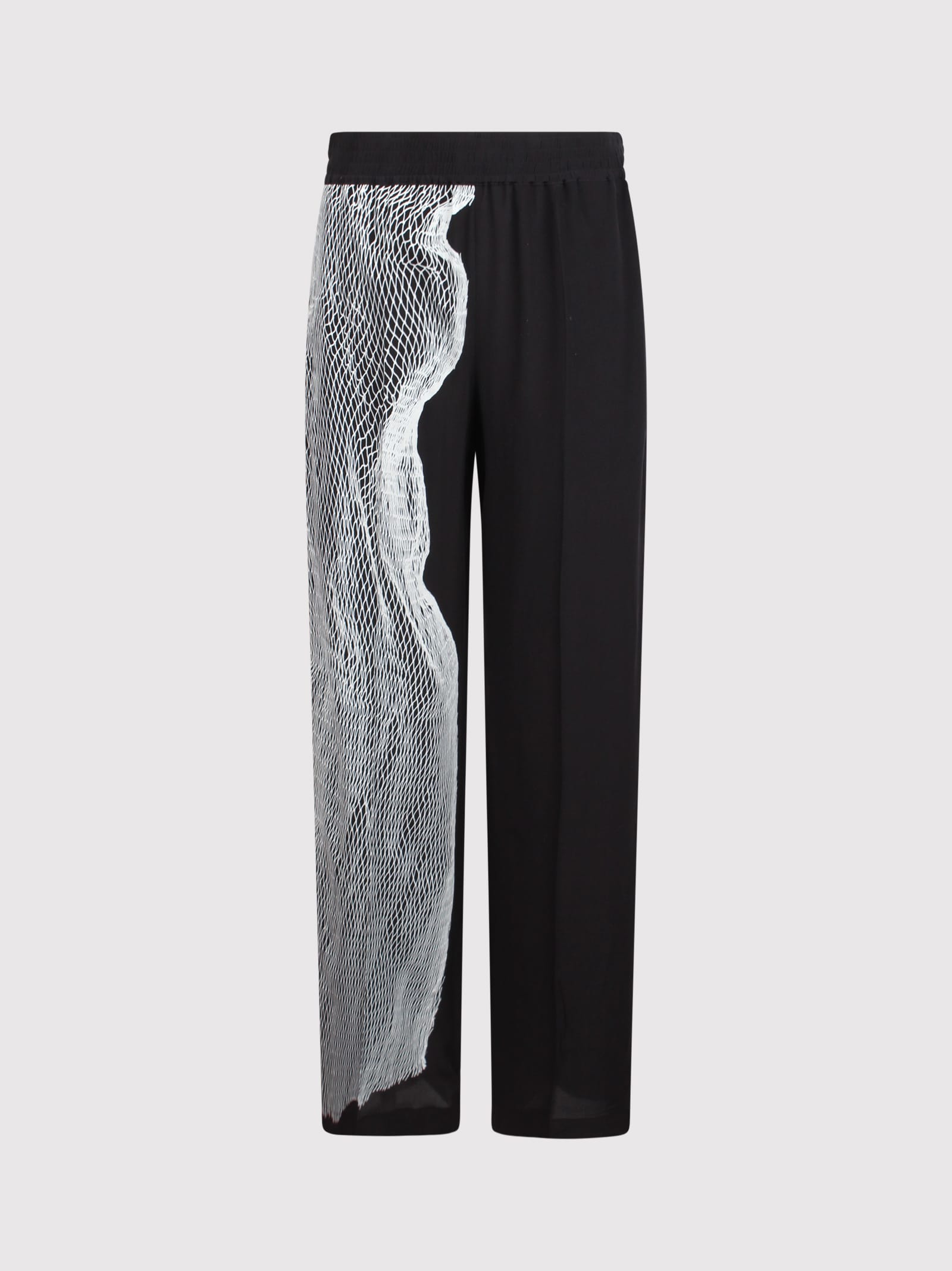 VICTORIA BECKHAM VICTORIA BECKHAM WIDE-LEG TROUSERS WITH GRAPHIC MESH PRINT