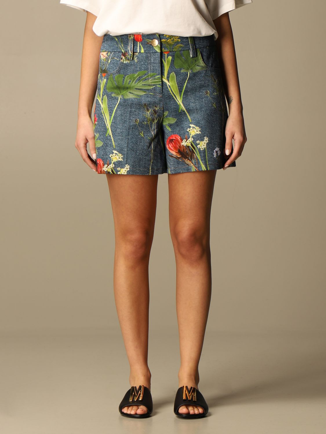 Boutique Moschino Short Drill Boutique Moschino Shorts With Botanical Pattern