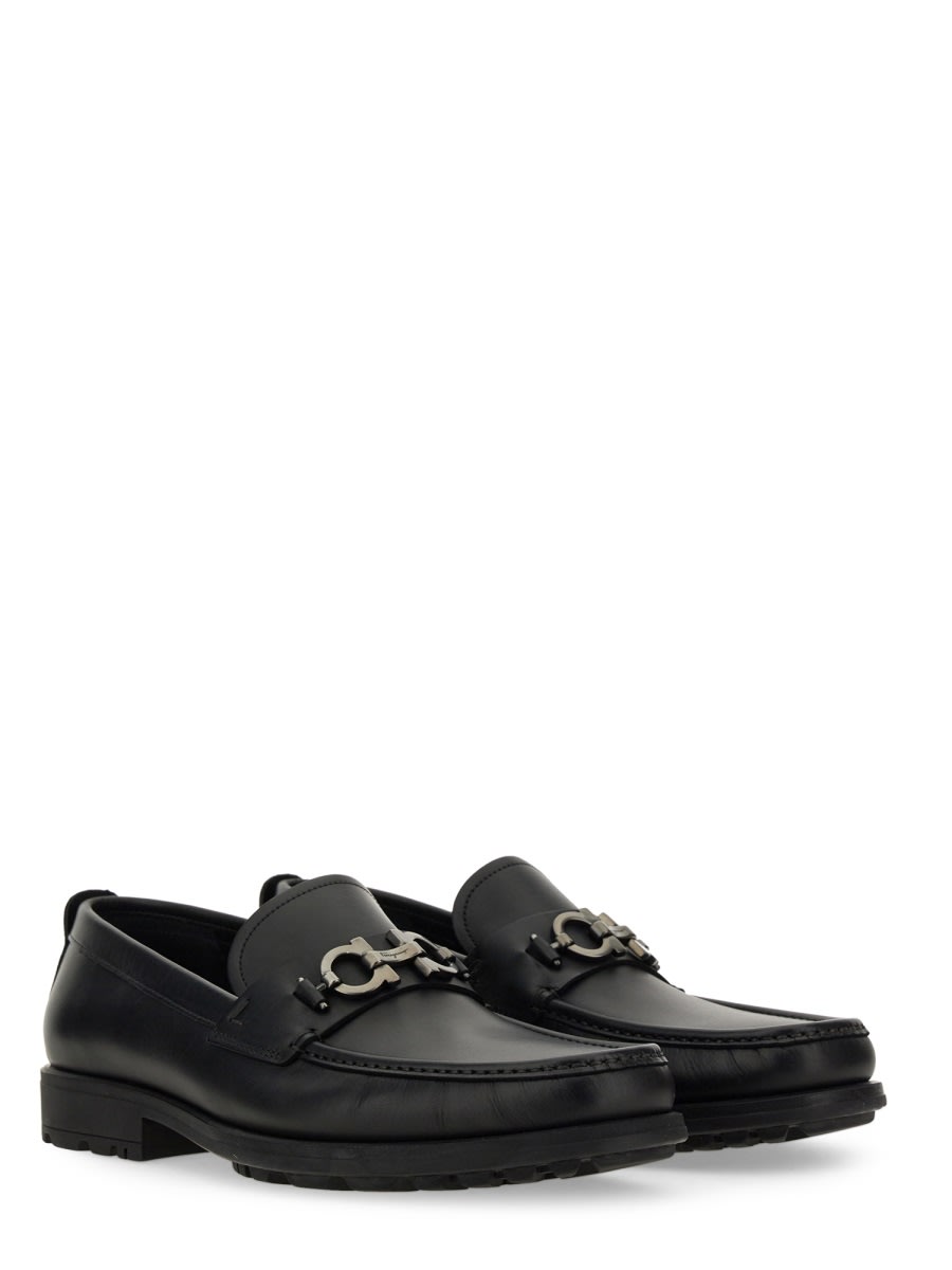 Shop Ferragamo Moccasin With Gancini Ornament In Black