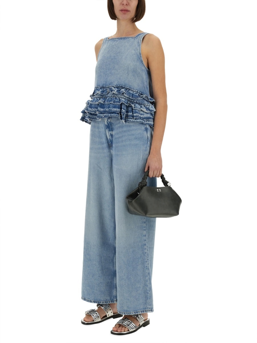 Ganni Ruffle Strap Back Sleeveless Top
