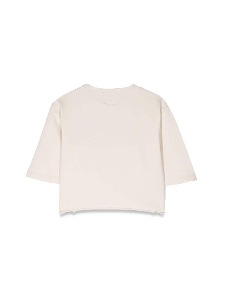Woolrich Cropped Crewneck In Ivory