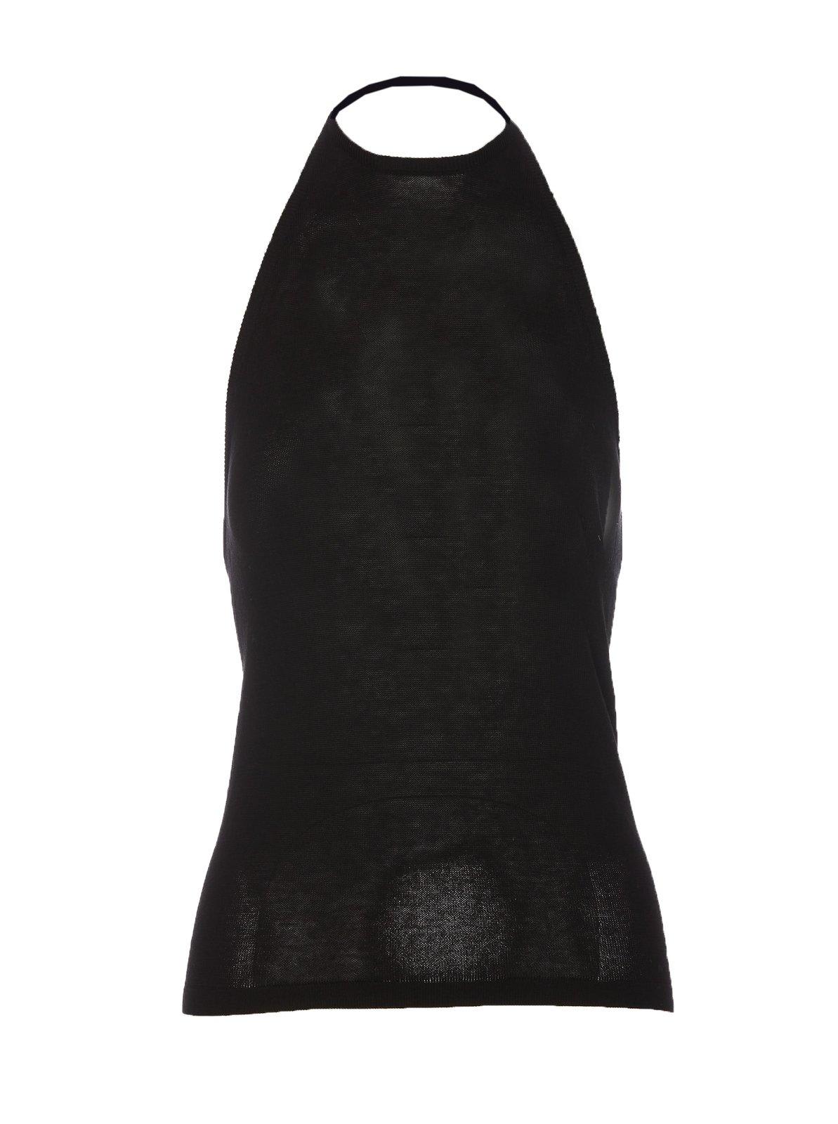 Shop Lemaire Open-back Ribbed Halterneck Top In Black