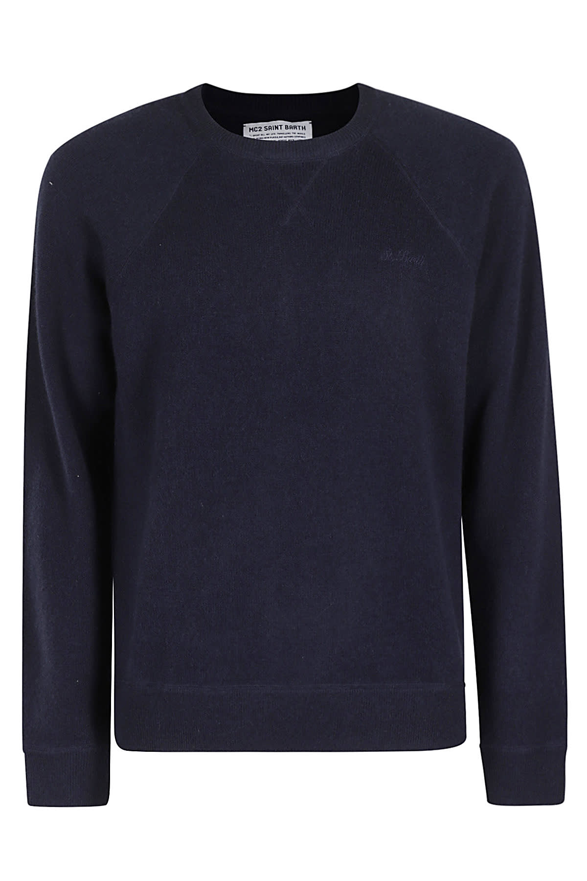 Mc2 Saint Barth Maglia G Collo Taglio Felpa Lana Cash In Blue Navy