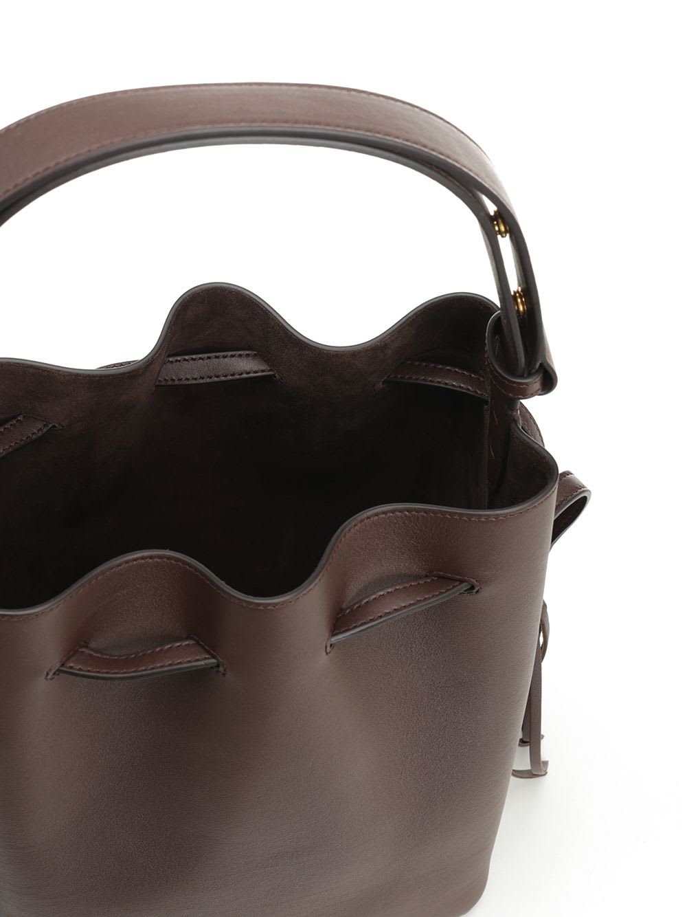 Valentino Garavani Chocolate Leather Vlogo Signature Bucket Bag In Brown