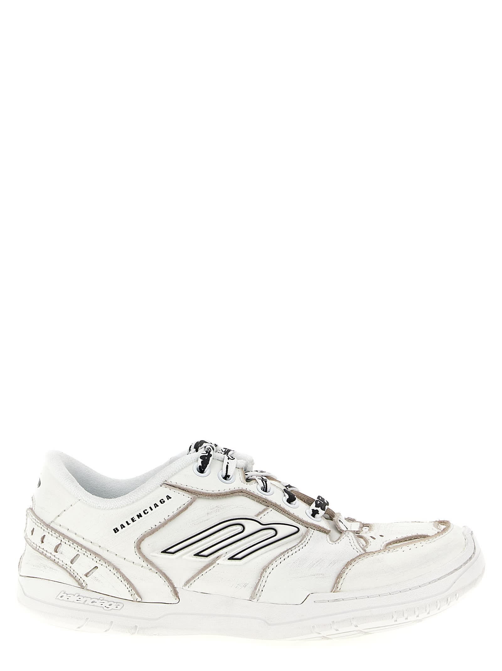 Balenciaga Hamptons Worn-out Medio Sneakers White In White
