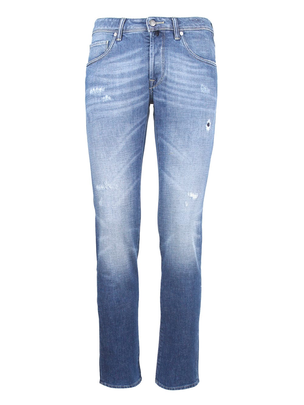 Incotex Blue Division Jeans In Washed Denim With Tears