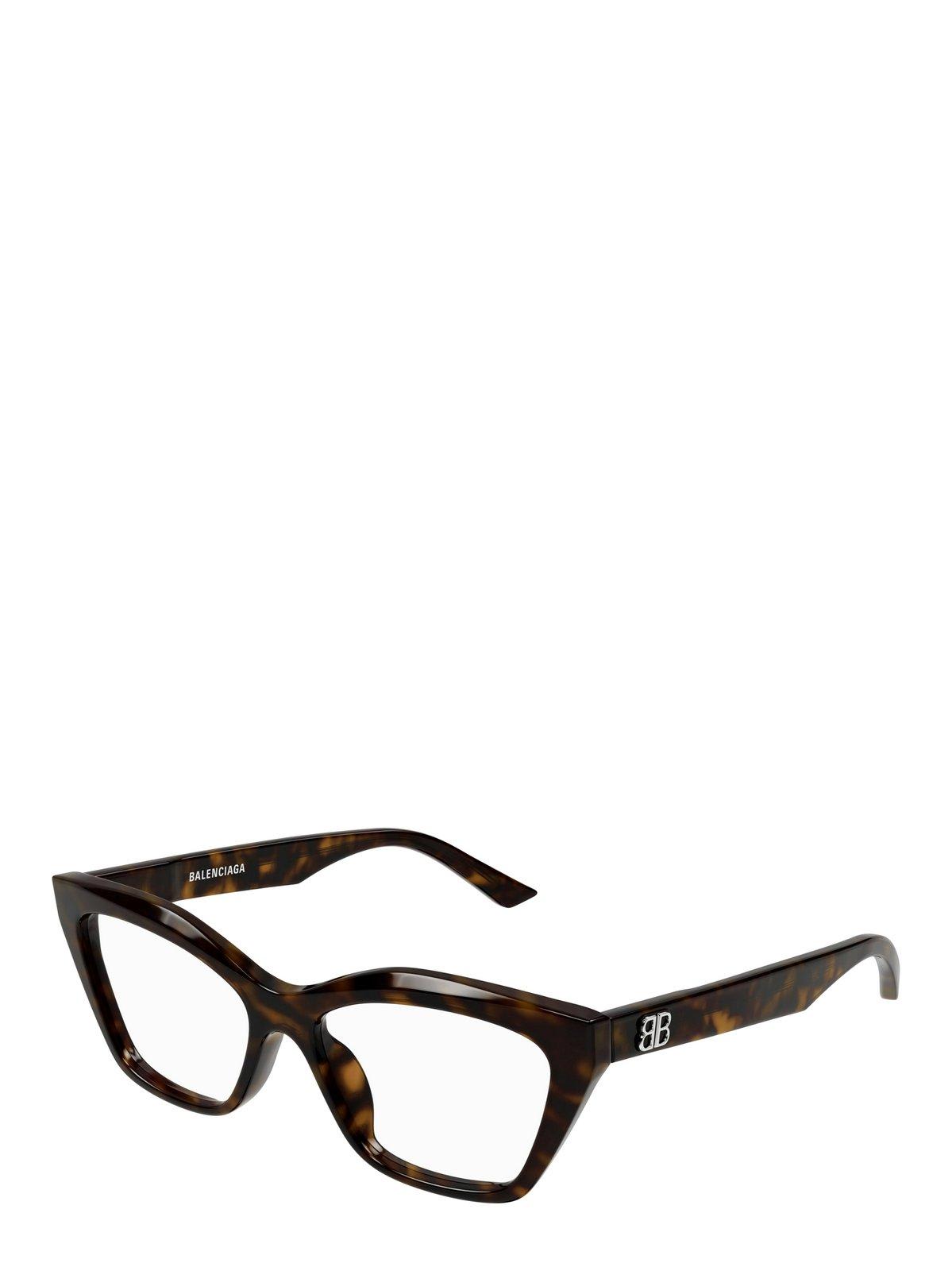 Balenciaga Cat-eye Frame Glasses In 006 Havana Havana Transpa