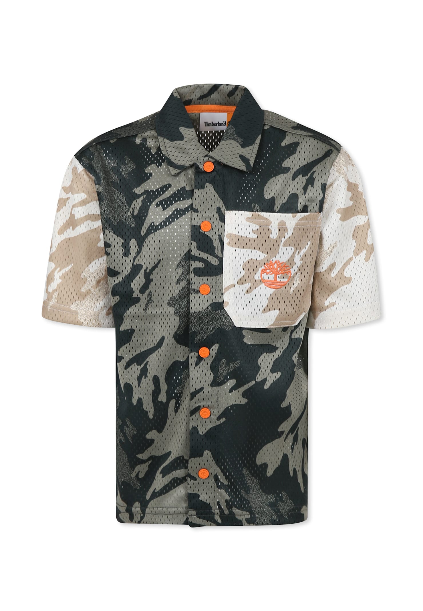 Timberland Green Shirt For Boy With Tree In Green