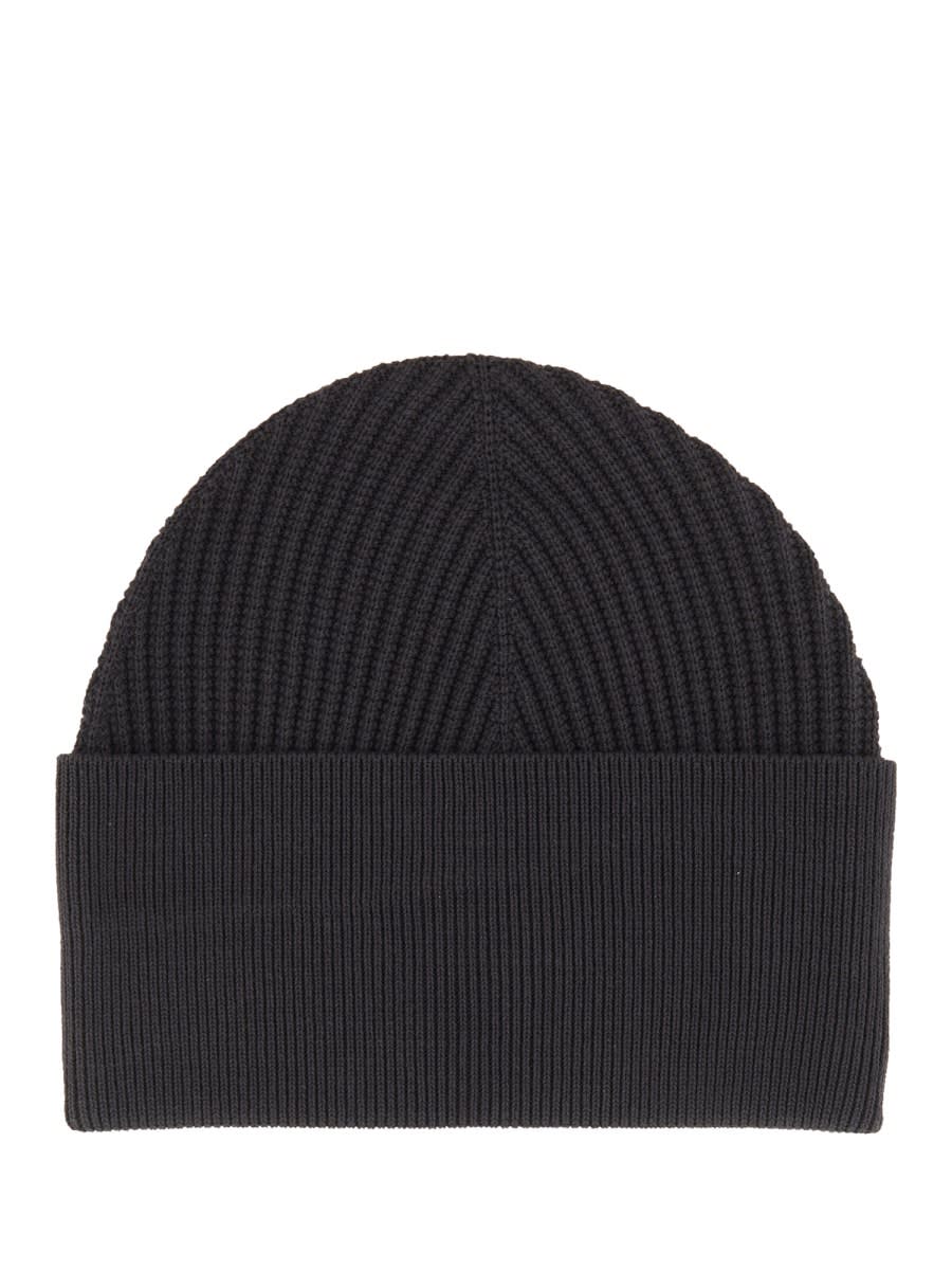 Studio Nicholson Ribbed Texture Folded Cuff Hat In Black