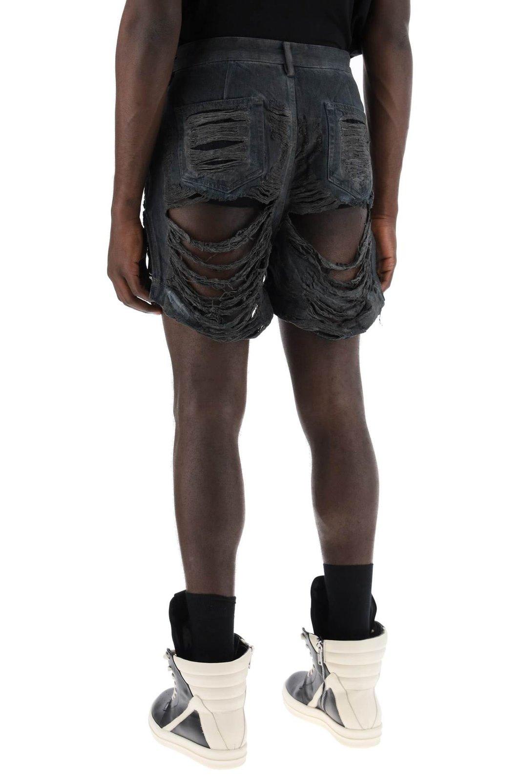 Shop Drkshdw Geth Cut-off Distressed Shorts In Grey