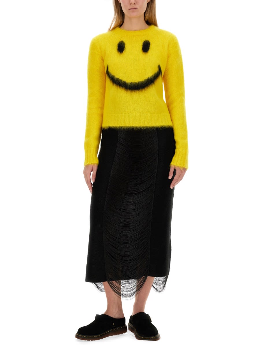 Shop Moschino Smile Shirt In Fantasia Giallo