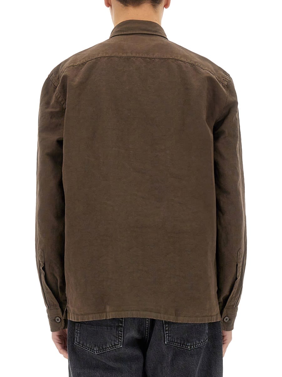 Fay Coffee Brown Overshirt With Multiple Pockets In Brown