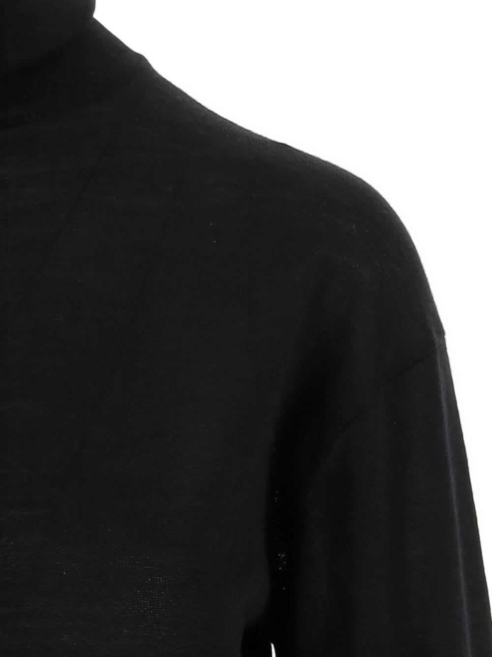 Saint Laurent Cashmere, Wool, And Silk Turtleneck Sweater In Black