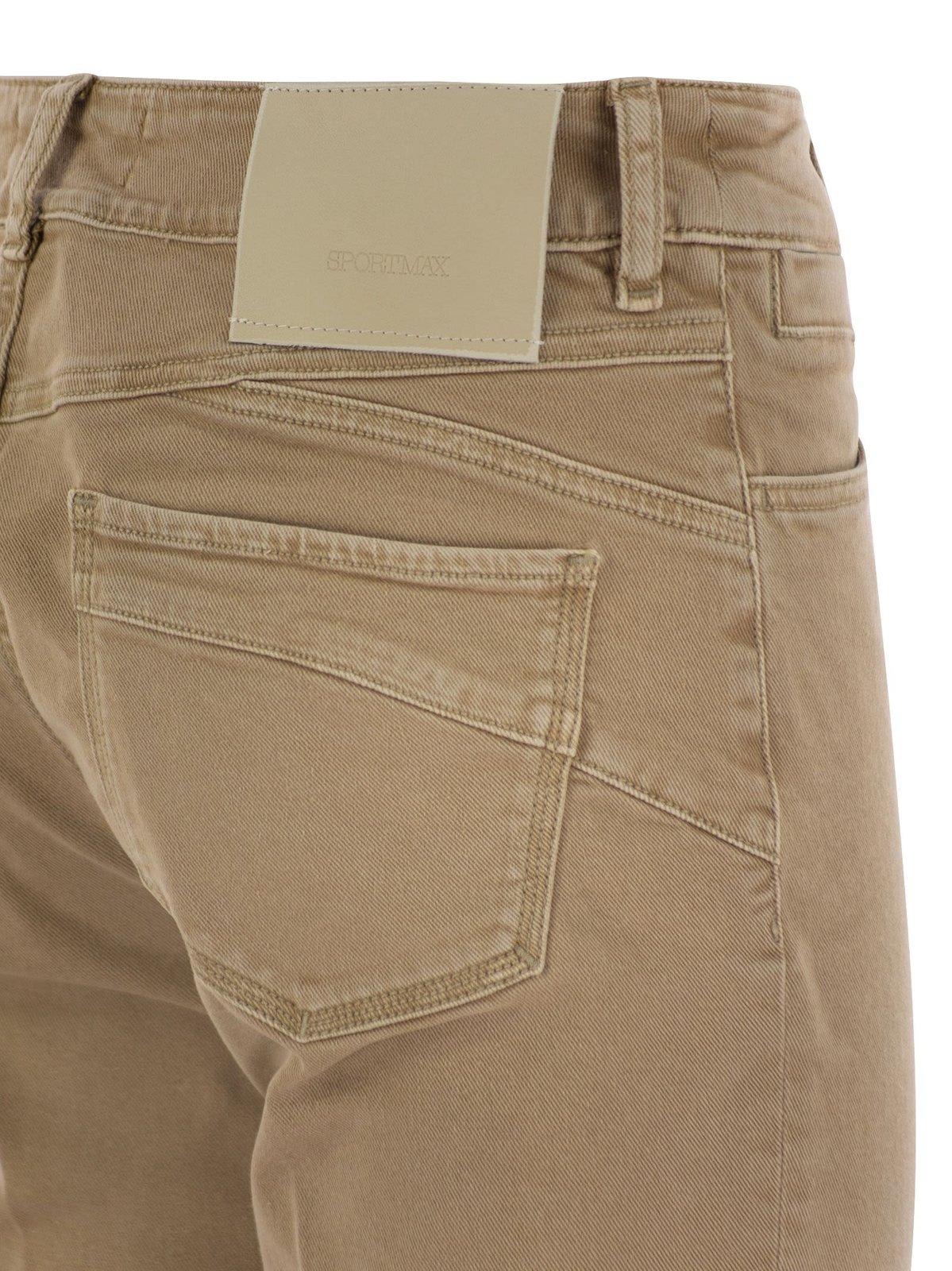 Shop Sportmax Logo Patch Straight Leg Jeans In Camel