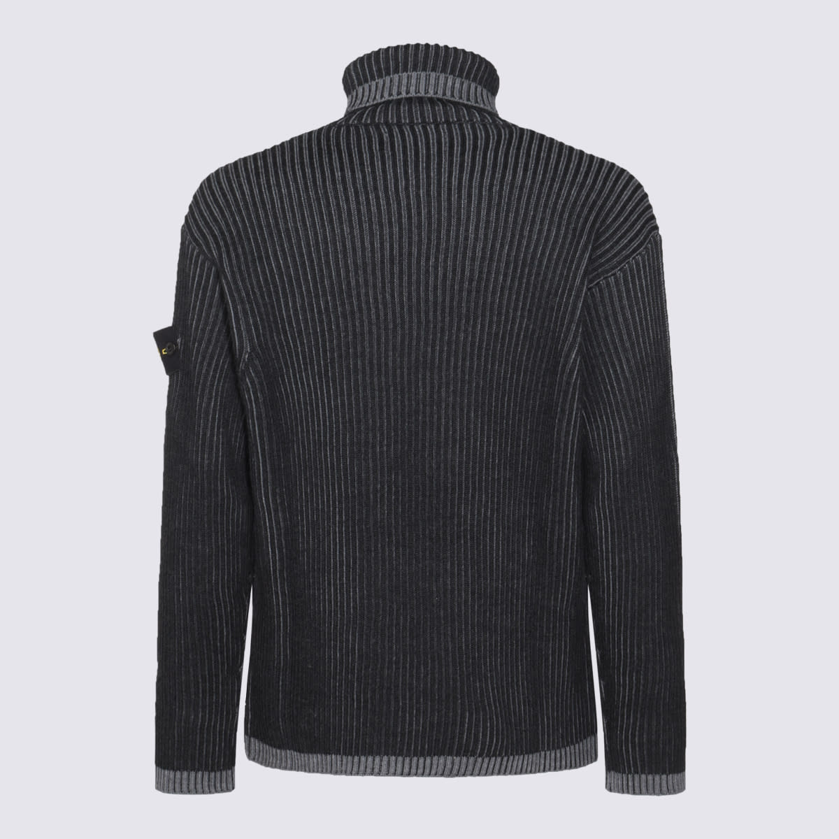 Shop Stone Island Dark Blue Wool Knitwear In Charcoal