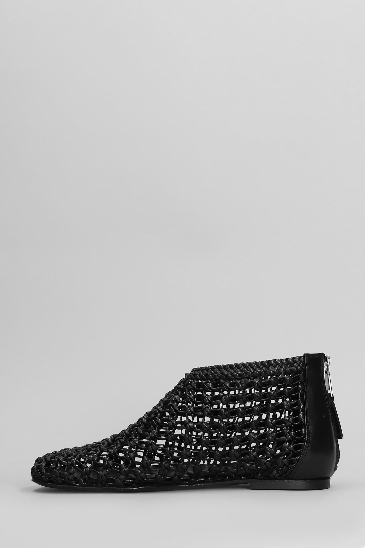 Elena Iachi Low Heels Ankle Boots In Black Leather In Black