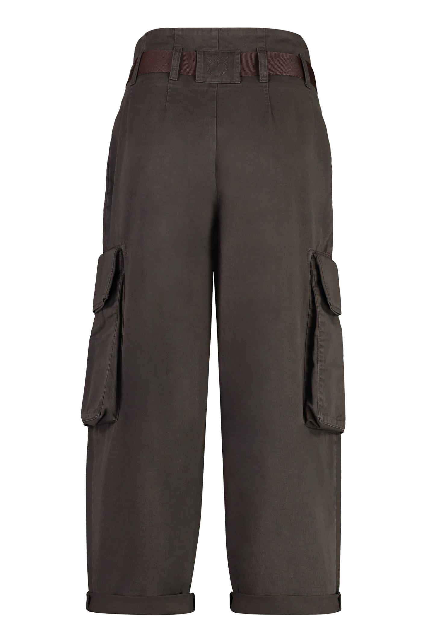 Shop Pinko Ronfare Gabardine Cargo Trousers In Brown