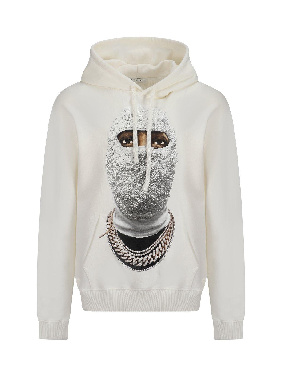 Mask Printed Drawstring Hoodie