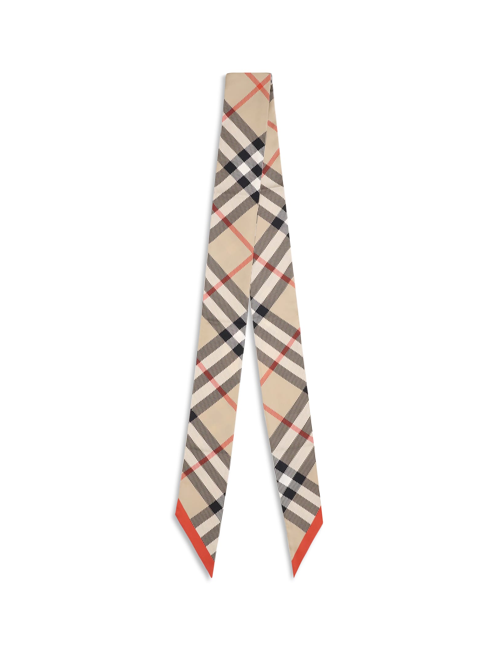 Burberry Thin Silk Scarf Check Beige Women In Gold
