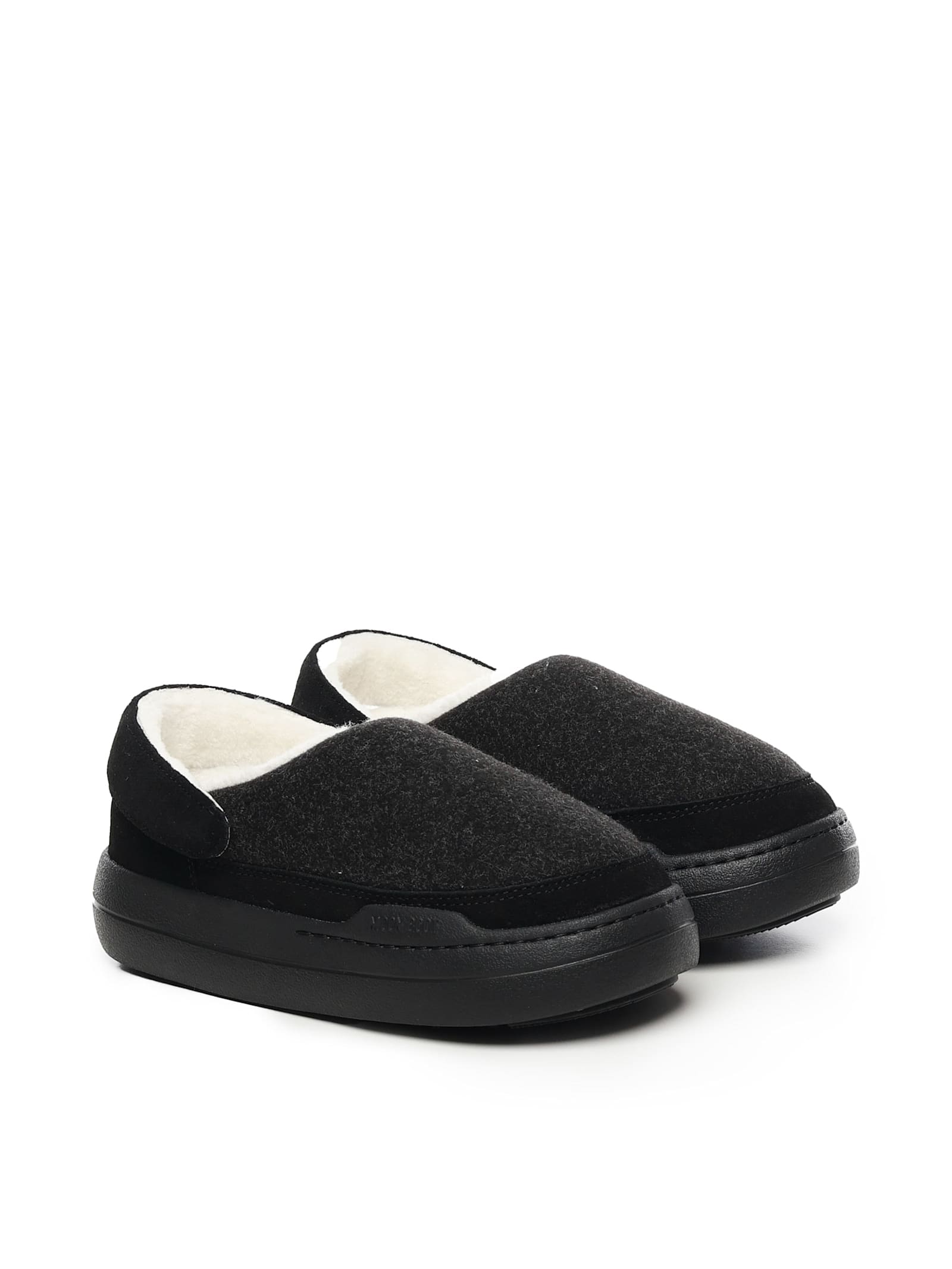 Moon Boot Mb Park Clog Felt Black Melange In Nero