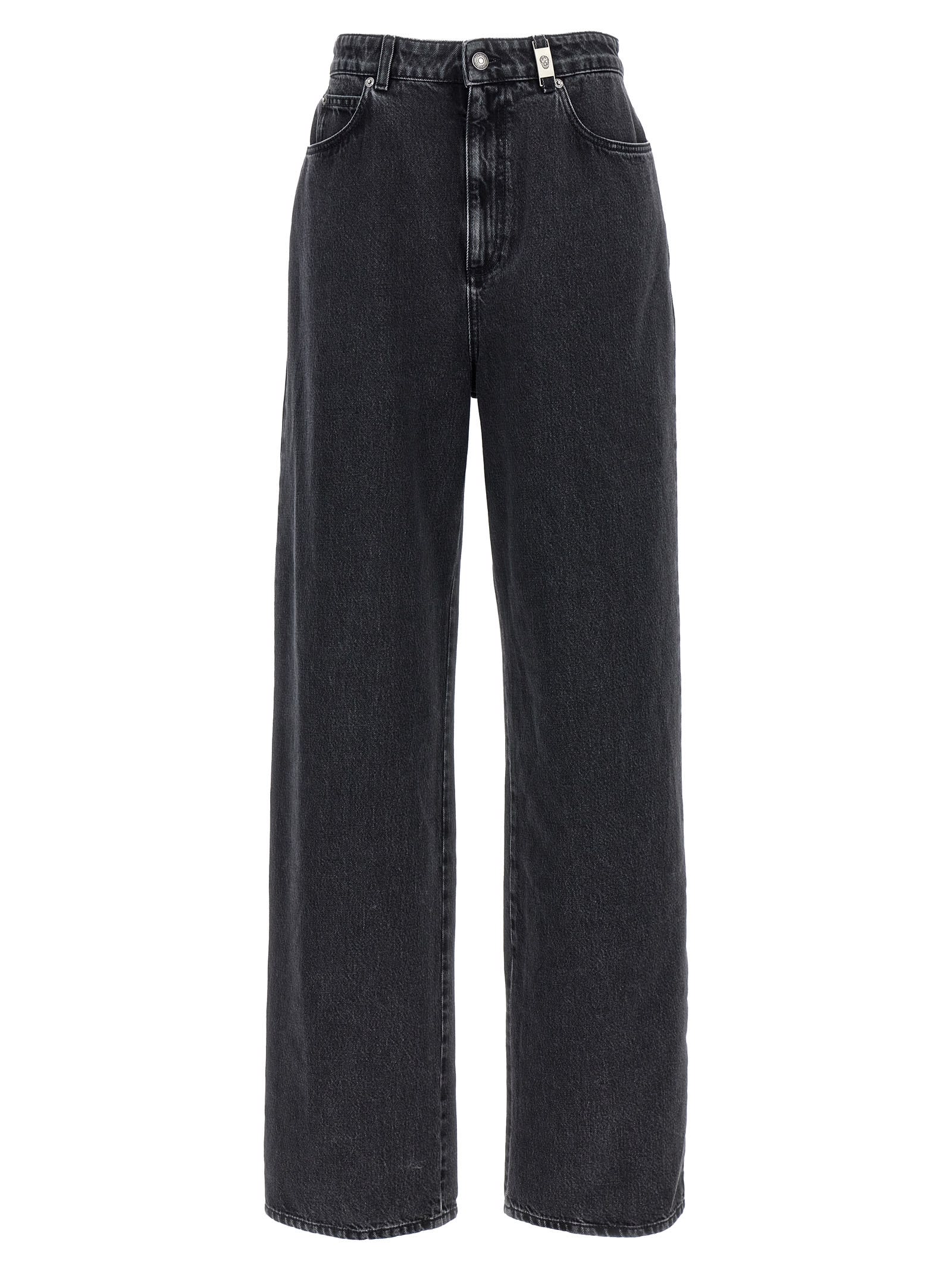 Shop Alexander Mcqueen Wide Leg Jeans In Black