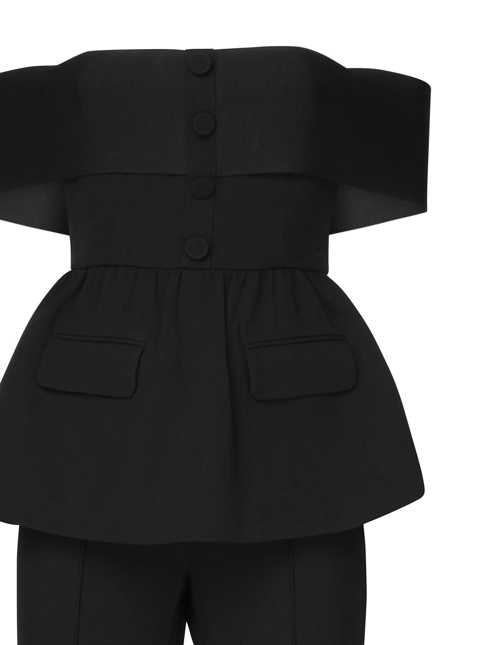 Shop Self-portrait One-piece Jumpsuit With Bare Shoulders In Black