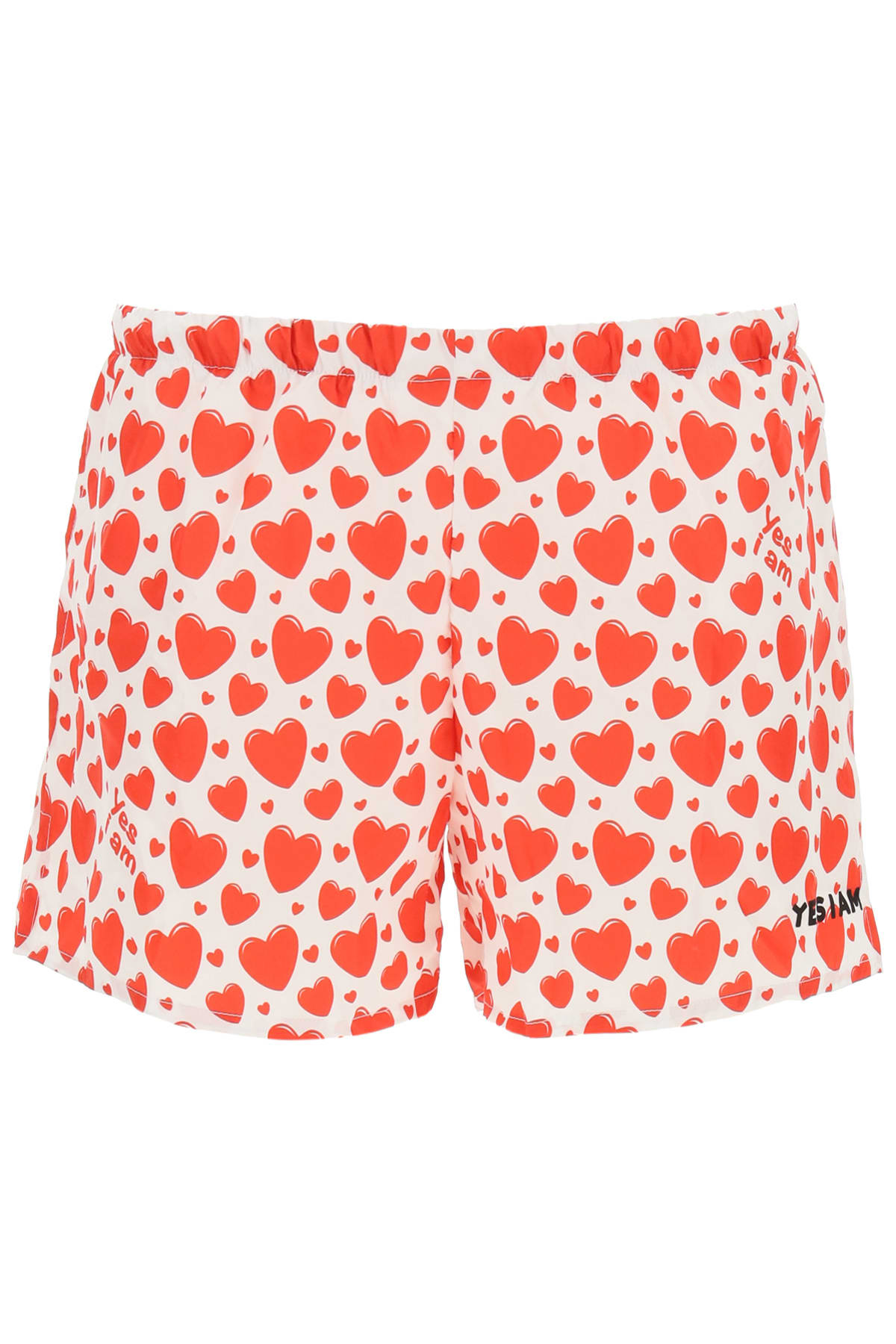 YES I AM Red Hearts Print Swim Shorts